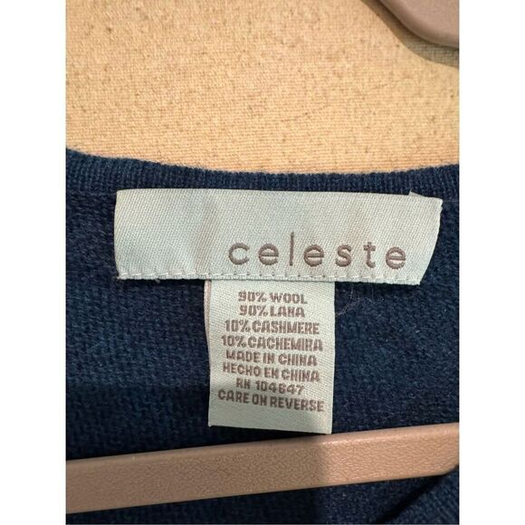 Celeste Women's Wool Cashmere Blend Colorblock Shawl Poncho Gray Navy One Size - Picture 6 of 6